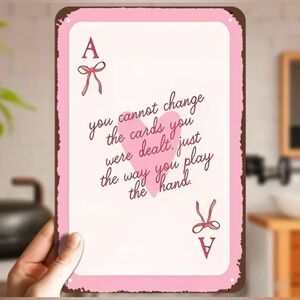 Pink and White Playing Card Wall Art
